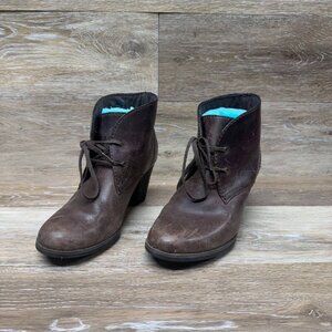 Clarks Bendable Brown Leather Ankle Lace Up Boots Women's Size 8.5